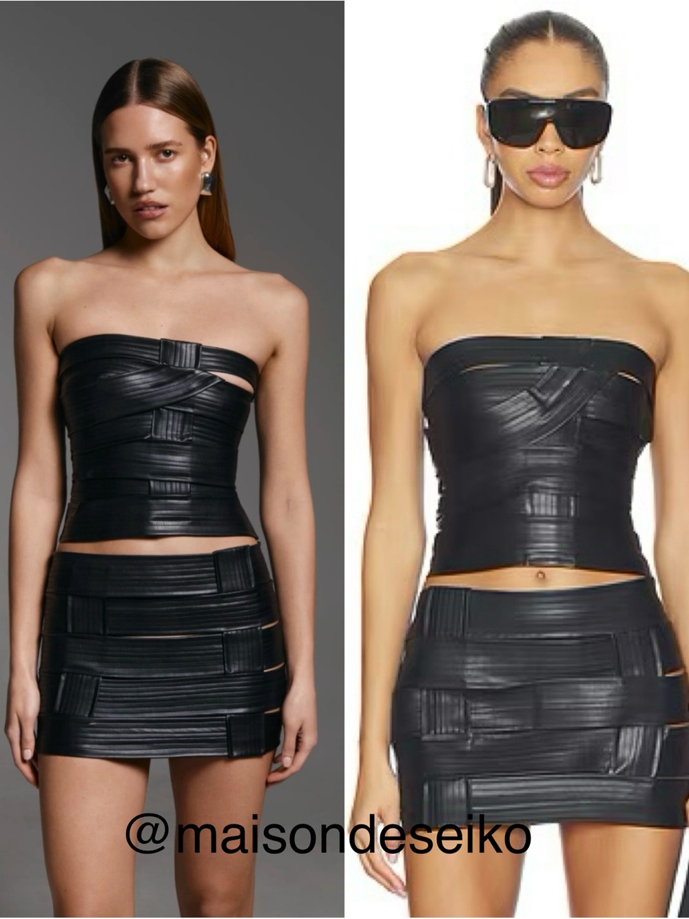 NWT Cultnaked Black Faux Vegan Leather Viper Top Strapless Bondage size XS
